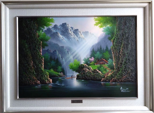Dipinto olio fiume tomoki - dipinto,