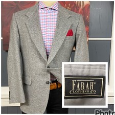 Giacca cappotto sportivo vintage Farah uomo 42R misto lana flanella blazer grigio a quadri