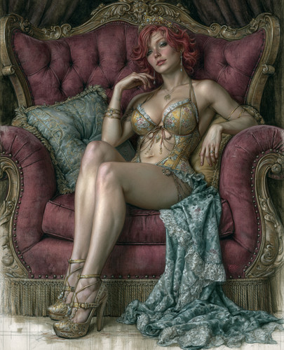 Poltrona rosa pinup - , capelli