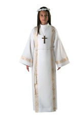 Tunica per Prima Comunione 2 bordi dorati + scarpe bianche n°36