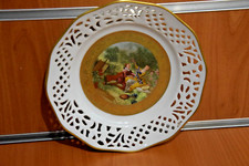 Piatto Decorativo Porcellana Bavaria Incisione Oro Decori Fragonard France Raro