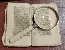 Grande E Antica lente ingrandimento - Manico Osso Ghiera In Argento Inglese 925