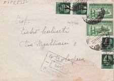 1944 RSI, lettera con n. 491 25 centesimi (x4) con coppia ex. n.23 di 1,25 grÃ