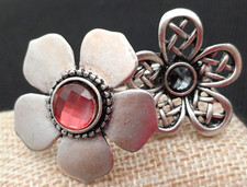 ANELLI FIORE REGOLABILI - COPPIA CON CRISTALLO