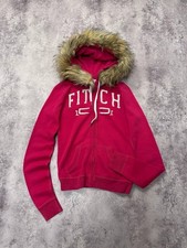 Felpa con cappuccio Abercrombie & Fitch Wmns rosa pelliccia sintetica Y2k vintage