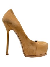 Decolte Yves Saint Laurent Tribtoo in camoscio con plateau - nude