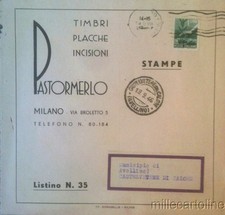 § TIMBRI-PLACCHE-INCISIONI PASTORMERLO, MILANO - PIEGHEVOLE 4 PAG. VIAGGIATO '46