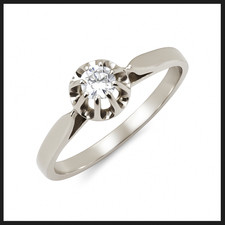 Anello solitario oro bianco 18 carati 750 0,15 ct diamante RG 52 diamante solitario pezzo unico