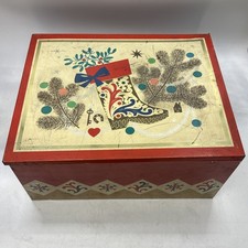Scatola In Latta Vintage Alemagna In Metallo Decorazione natalizia Anni 60 #F