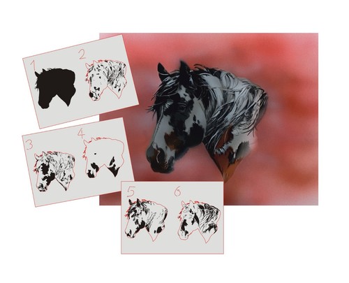 390 horsestencil acrilico - as-390,