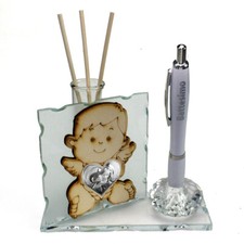 33095 Bomboniere Profumatore PortaPenne Cristallo Madonna Bambino Battesimo