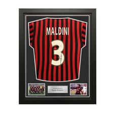 Maglia del AC Milan 2000 autografata da Paolo Maldini. Cornice Icon