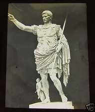 Glass Magic lantern slide STATUE OF AUGUSTUS CAESAR 1890 ITALY ROMAN