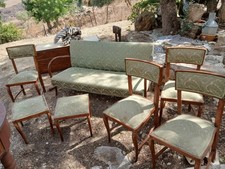 Antico Ed Elegante divano  con  4  sedie  e 2 poltrone piccole  anni  60  ottimo