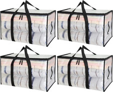 Borse Trasloco 90L, 4 Pezzi Scatola per Traslochi Trasparente, Scatole Vestiti C