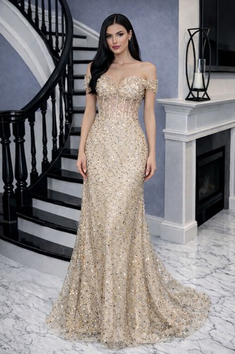Abito vestito glamour spalle