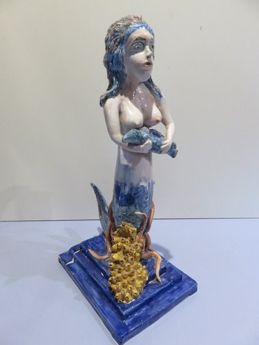 Antica statua ceramica - antica, sirena