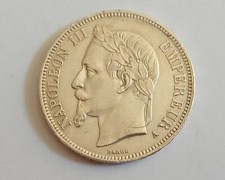 Francia Napoleone III: 5 RANCHI 1867a Argento KM#799 - AU.58