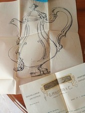 Disegno Antico CAFFETTIERA IN ARGENTO GIOIELLERIA ATISTICA ROMA G. MASSERA 1919