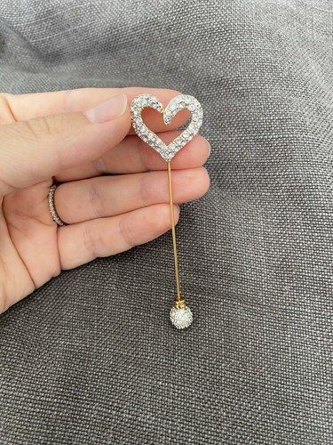 Spilla bastone cuore cristallo