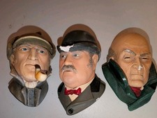 Bosson Heads Gesso Inghilterra Vintage Holmes, Watson, Moriarty *Vedi note*