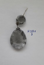 Goccia Cristallo Per Ricambio Restauro Lampadari Antichi, Fumè Grigio H3,8cm #19