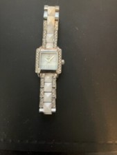 Orologio Fossil Donna Ceramica CE1019 Cristalli Strass MOP Bling BATTERIA NUOVA!