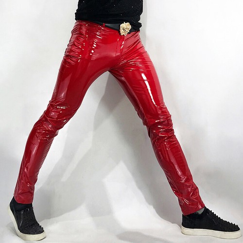 Pantalone uomo ecopelle lucido