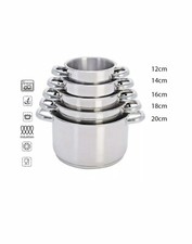 Set 5 Pentole 2 Manici Blumenthal Bavaria Acciaio Inox Triplo Fondo Induzione