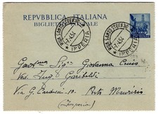 BIGLIETTO POSTALE LIRE 25 DA RIVA SANTO STEFANO PER PORTO MAURIZIO