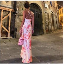 Maxi abito slip seta tinta