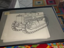 VECCHIO DISEGNO/BOZZETTO LUCIDO FIAT TRATTORE CINGOLATO