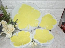 ANNI 50 GALVANI SET 7 PZ SERVIZIO DOLCE SERIE FOGLIA GIALLA RILIEVO