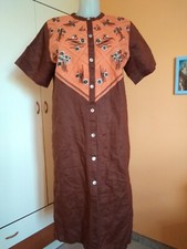 Abito Donna Vintage Ricamato Taglia 50 52, Tessuto Ramie