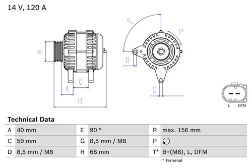 Alternator bosch 0986041890 - alternator,