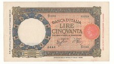 50 LIRE LUPETTA CAPITOLINA  ( FASCIO )  ROMA 1°  TIPO DECR  29 - 04  - 1940
