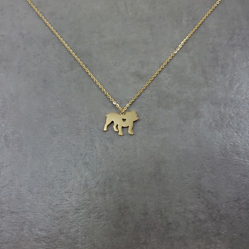 Bulldog gold plated necklace - gold,