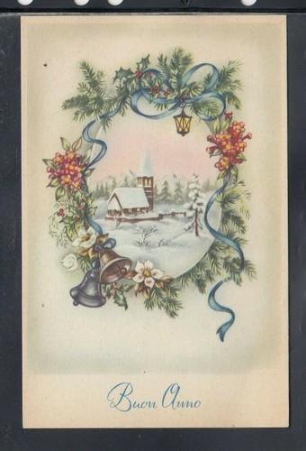 Cartolina buon anno chiesa - buon,