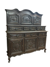 Antica credenza Barocco Piemontese in noce ante scolpite a ragnatela epoca in...