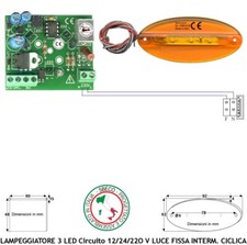 Luce Fissa Lampeggiante Ciclica 3 Led 12/24/220 V Allarme Asta Barriera Strada