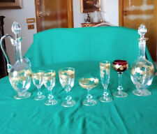 Servizio da 12 Bicchieri Cristallo Saint Louis Massenet Oro Brocche Bottiglie