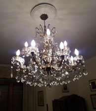 Lampadario Cecoslovacco Anni 50’ In Vero Cristalli Di Boemia