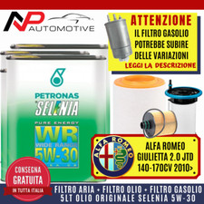 KIT TAGLIANDO ALFA ROMEO GIULIETTA 2.0 JTD 140 CV 2010>+5 L OLIO SELENIA WR 5W30