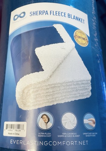 Coperta pile sherpa blu - in,
