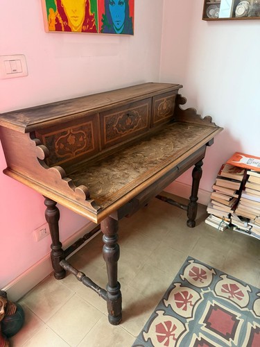 Scrittoio legno intarsiato - legno,