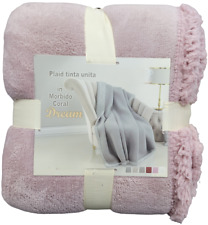 IRGE Plaid Pile Letto Singolo Con Retro Agnellato Tinta Unita 155x200 NUOVO