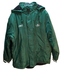 Giacca con cappuccio Saskatchewan Roughriders CFL vintage verde zip bottoni XL