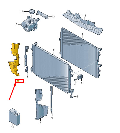 Guida aria radiatore motore - , vw