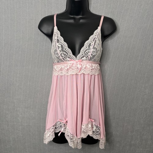 Babydoll donna rosa pizzo