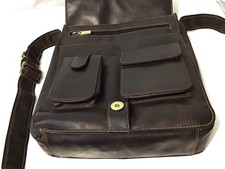 Borsa a tracolla messenger Visconti vintage pelle marrone scuro altezza 25 cm x 29 cm x 8 cm